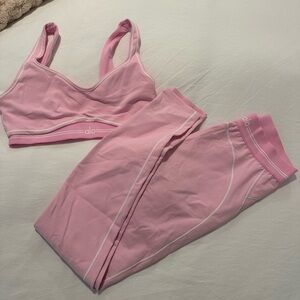 ALO Yoga Pink set. Leggings = size medium. Sports bra = size small